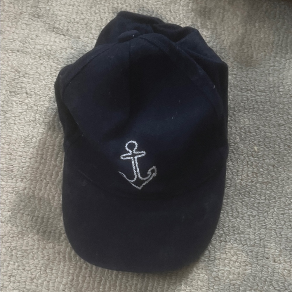 Janie and Jack Navy Baseball Cap with White Anchor